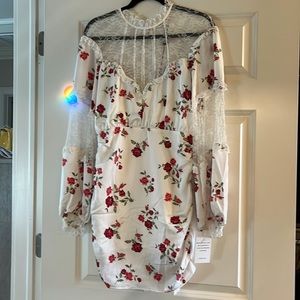 For Love and Lemons Floral and lace  long sleeve dress